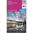 Landranger Active 28 Elgin, Dufftown, Buckie & Keith Map With Digital Version, Pink