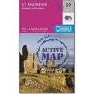 Landranger Active 59 St Andrews, Kirkcaldy & Glenrothes Map With Digital Version, Pink