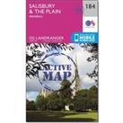 Landranger Active 184 Salisbury & The Plain, Amesbury Map With Digital Version, Pink
