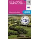 Landranger Active 98 Wensleydale & Upper Wharfedale Map With Digital Version, Pink