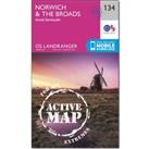Landranger Active 134 Norwich & The Broads, Great Yarmouth Map With Digital Version, Pink