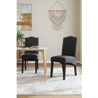 Living and Home 2Pcs Set Velvet Upholstered High Back Dining Chair Dressing Chairs with Rivets in Grey
