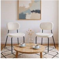 Living and Home 2Pcs Upholstered Dining Chair with Metal Frame in White