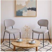 Living and Home 2Pcs Upholstered Dining Chair with Metal Frame in Grey
