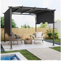 Living and Home 10 x 10/13FT Outdoor Pergola with Adjustable Canopy in Dark Grey | Size: Medium