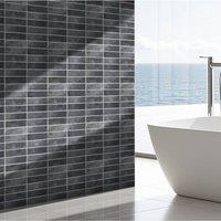 Living and Home 10Pcs 3D Rectangle Straight Pattern Self-Adhesive Wall Tile Stickers in Dark Grey