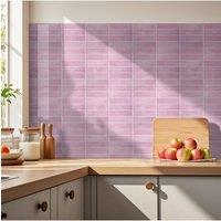 Living and Home 10Pcs 3D Rectangle Straight Pattern Self-Adhesive Wall Tile Stickers in Pink
