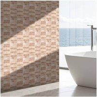 Living and Home 10Pcs 3D Rectangle Straight Pattern Self-Adhesive Wall Tile Stickers in Brown