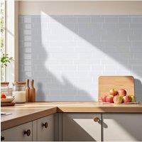 Living and Home 10Pcs 3D Solid Color Subway Tiles Self-Adhesive Wall Tile Stickers in White