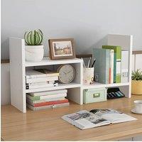 Living and Home 3-tier Adjustable Desktop Storage Shelf Comparment Organizer Rack in White
