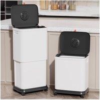 Living and Home 45L Height Adjustable Trash Bin with Wheels in White