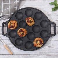 Living and Home Non-stick 19-hole Cast Iron Aebleskiver Frying Pan Takoyaki Skillet Cookware in Black