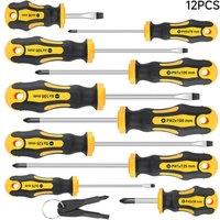 Living and Home 12-Piece Magnetic Screwdriver Set with Rubber Grip & Clear Storage Bottle