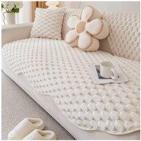 Living and Home Non-Slip Faux Plush Sofa Protector in White | Size: Extra Large