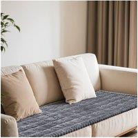Living and Home Soft Decorative Non-slip Sofa Protector with Textured Design in Dark Grey | Size: Large