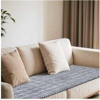 Living and Home Soft Decorative Non-slip Sofa Protector with Textured Design in Light Grey | Size: Large
