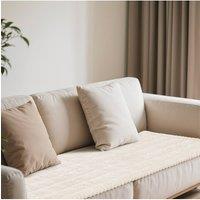 Living and Home Soft Decorative Non-slip Sofa Protector with Textured Design in White | Size: Small