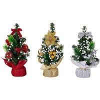 Living and Home 3Pcs 20cm Mini Christmas Tree with Gift Bag Base Tabletop Festive Decor
