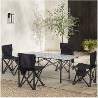 Living and Home Portable Folding Camping Table with 4 Chairs,Grey