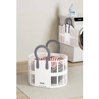 Living and Home Foldable Plastic Laundry Basket 20KG Capacity in White | Size: Medium