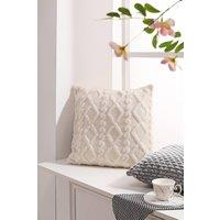 Living and Home White Jacquard Plush Square Throw Pillow Sofa Cushion , Filled with 500g PP Cotton | Size: 45cm x 45cm