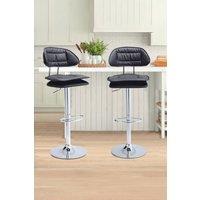 Living and Home 2Pcs Soft PU Leather Swivel Cloud Shaped Bar Stools with Metal Base in Black