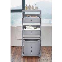 Living and Home 4-Tier Detachable Kitchen Trolley Cart Fruits Vegetables Organizer Storage Rack Laundry Basket with Wheels in Grey