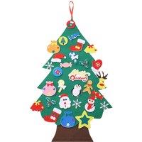 Living and Home DIY Felt Christmas Tree with Detachable Ornaments Hanging Decoration in Green
