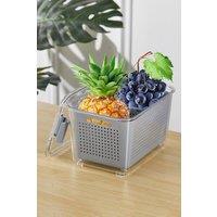 Living and Home 2 Layer 1.7L Fridge Drain Storage Basket Box with Lids For Food Fruit Vegetable Container in Grey