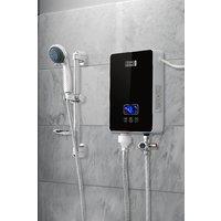 Living and Home 6kW Tankless Electric Water Heater with Shower Head Digital Temperature Display in Black