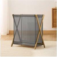 Living and Home Foldable Lanudry Hamper Detachable Laundry Basket with Bamboo Frame in Grey