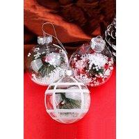 Living and Home 5 Pack Glass Ornament Balls for Christmas Tree Decor in Clear
