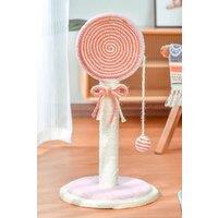 Living and Home Lollipop Shaped Cat Claw Pole with Sisal Ball, Durable Cardboard Base, Interactive Play and Exercise Cat Toy in Pink
