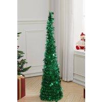 Living and Home Collapsible 1.2M Adjustable Tinsel Christmas Tree with Base in Green