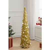 Living and Home Tinsel Christmas Tree Decoration Collapsible 1.2M Adjustable in Gold