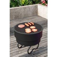 Living and Home 29.5cm Dia Round Cast Iron Grill Grate Dense Hole Charcoal BBQ Griddle Camping Barbecue Gridiron in Black