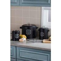 Living and Home 4pcs Kitchen Storage Containers Potato Onion Garlic Storage Box Set with Peeler in Black