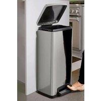 Living and Home 30L Stainless Steel Pedal Dustbin Step Open Trash Can Waste Bin in Metallic Silver