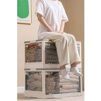 Living and Home Transparent Plastic Closet Wardrobe Organizer Toys Snacks Clothes Folding Storage Boxes in White | Size: large