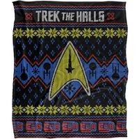 Star Trek The Halls Ugly Christmas Sweater Silky Touch Super Soft Throw Blanket 152 X 127 cm in White
