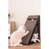 Living and Home Triangle Cat Scratching Post with Bell Ball, Easy to Install, Shavings Free, Scratch Resistant Sofa Cat Scratching Board in Brown