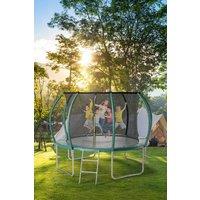Living and Home 12 FT Outdoor Fence Trampoline with Ladder,Suitable for Kids and Adults, Outdoor Safe Trampoline in Green