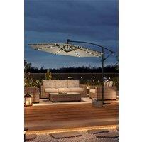 Living and Home Outdoor Lighted Patio Umbrella with Crank Lift System(Base is not included) in Beige