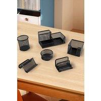Living and Home 6Pcs Office Desktop Organizers Metal Pen Holder Set in Black