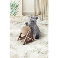 Living and Home Wooden Cat Scratching Ball Natural Sisal Board Scratcher Pet Toy in Brown