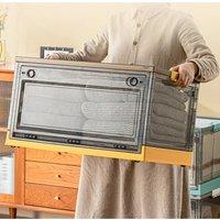 Living and Home 41CM Foldable Clothes Storage Box Rolling Wardrobe Bin with Lid & Wheels in Yellow