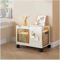 Living and Home 1-Tier Folding Rolling Storage Box Desktop Book Storage Cart in White