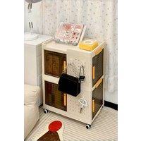 Living and Home 2 Tier Foldable Storage Boxes with Lid Collapsible Large Capacity Stackable Storage Bins with Wheels in White