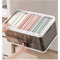 Living and Home Folding Clothes Organiser Wardrobe Drawer Storage Box with 9 Dividers & Lid in Brown