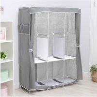 Living and Home Compact Non-Woven Portable Wardrobe Closet Dust-proof Garment Rack in Grey